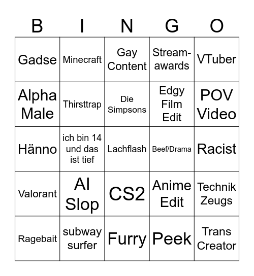 Reel Bingo Card