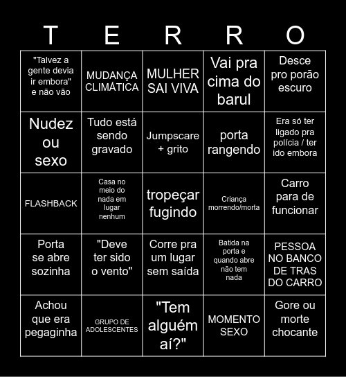 TERROR 💀 Bingo Card
