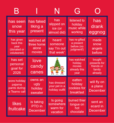 Virtual Holiday Bingo Card