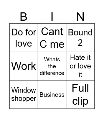 Musikkbingo Card