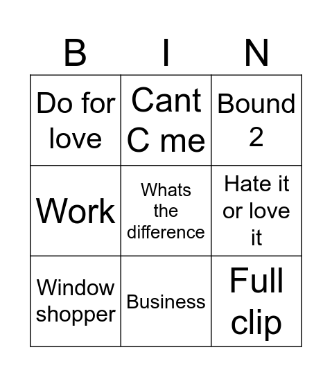 Musikkbingo Card