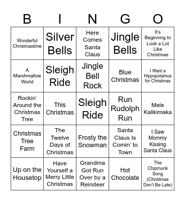 Holiday Songs! Bingo Card