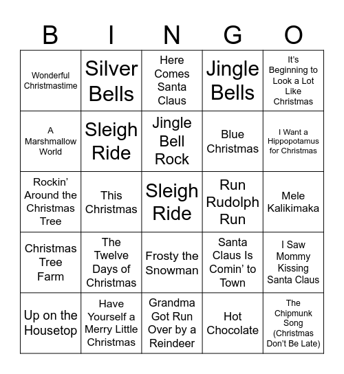 Holiday Songs! Bingo Card