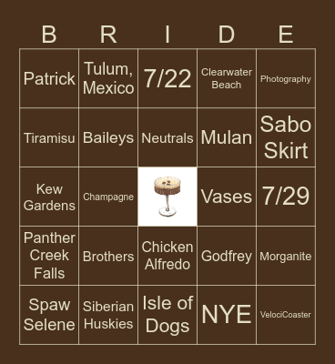 Lauren’s Bridal Bingo Card