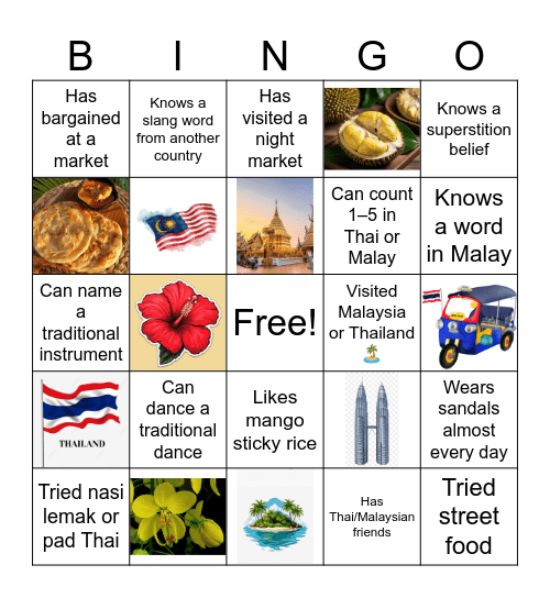 Cultural Bingo Card