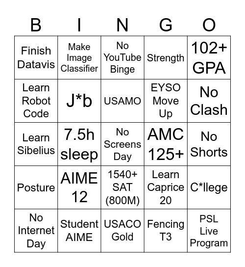 2026 Bingo Card