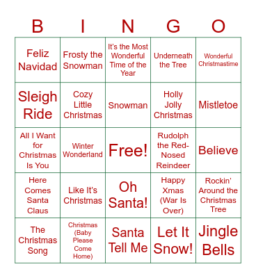 Yogi Jingle Mingle Musical Bingo Card