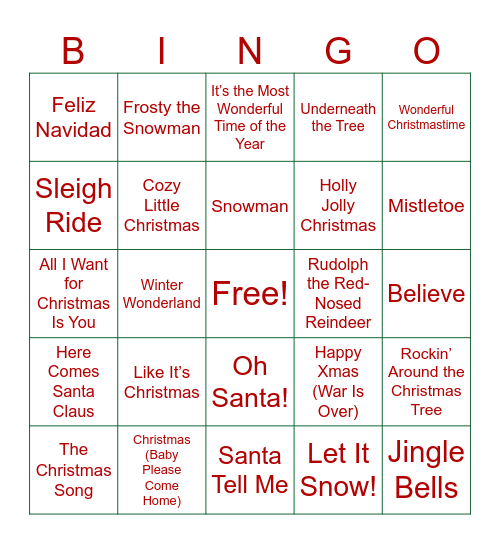Yogi Jingle Mingle Musical Bingo Card