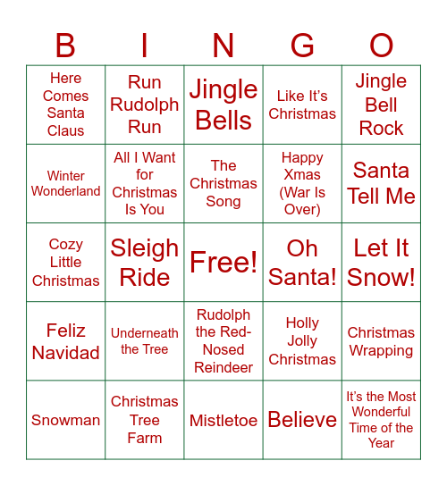 Yogi Jingle Mingle Musical Bingo Card