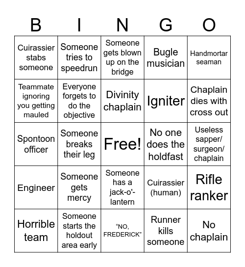 Guts and black powder Bingo Card