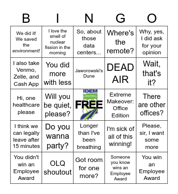 THE SECOND RUNNING OF ALL-STAFF MEETING BINGO Card