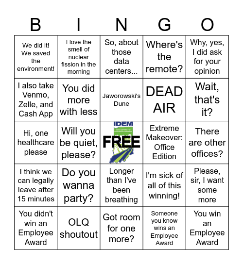 THE SECOND RUNNING OF ALL-STAFF MEETING BINGO Card