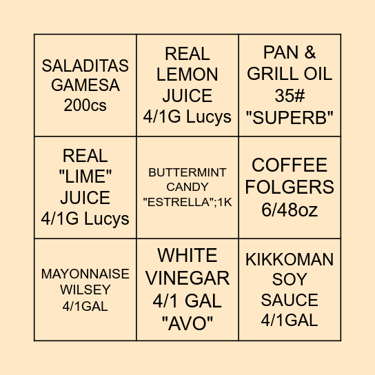 BINGO Card