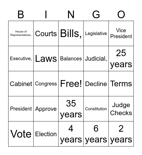 Government Bingo Card