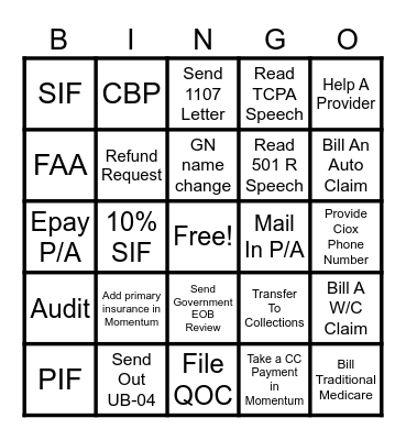 CSO BINGO Card