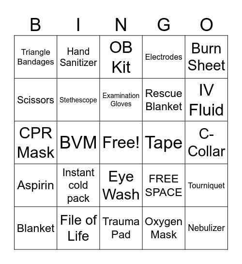 EMS Bingo Card