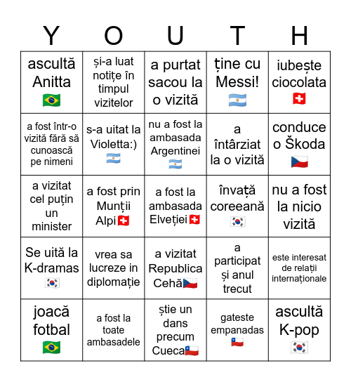 Găsește o persoană care… Bingo Card