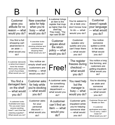 What Would You Do? (Retail Edition) Bingo Card