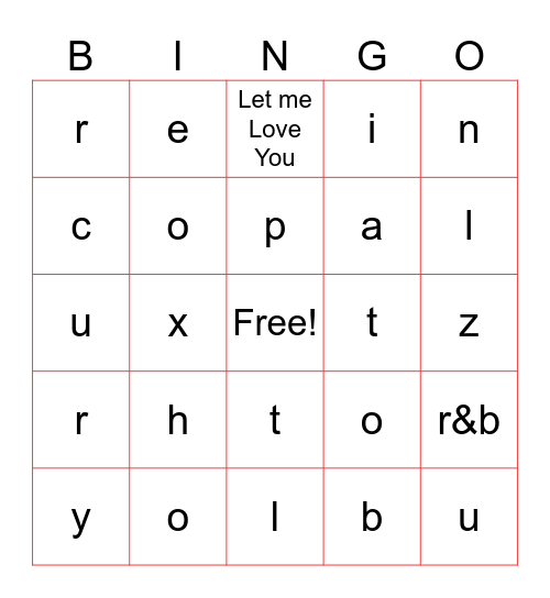 Tevis Music Bingo Card