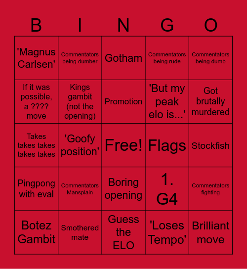 Cover Chess Bingo Card