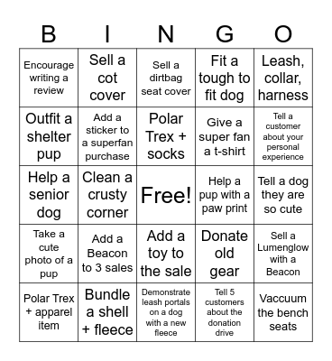 November Push Bingo Card