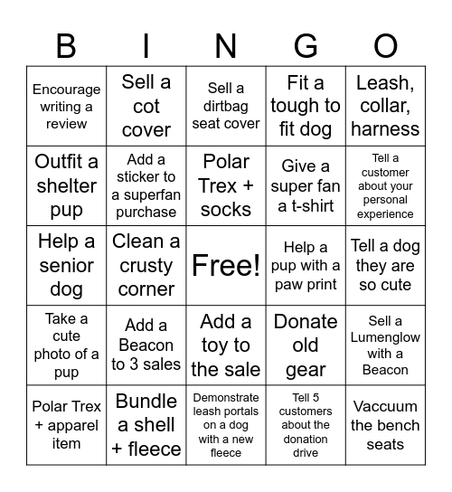 November Push Bingo Card