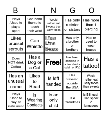 FIND SOMEONE WHO........ Bingo Card
