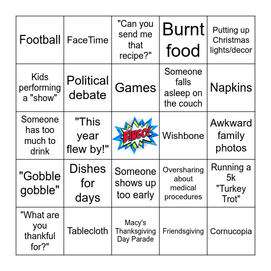 Thanksgiving Bingo Card