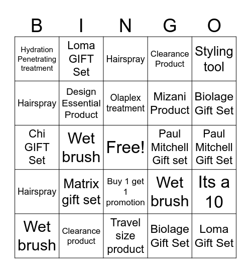 Salon Holiday Bingo Card