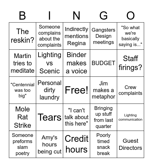 DT Extravaganza Bingo Card