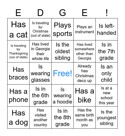 Find Someone Bingo Card