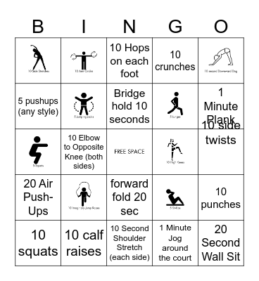 Fitness Challenge Bingo Card