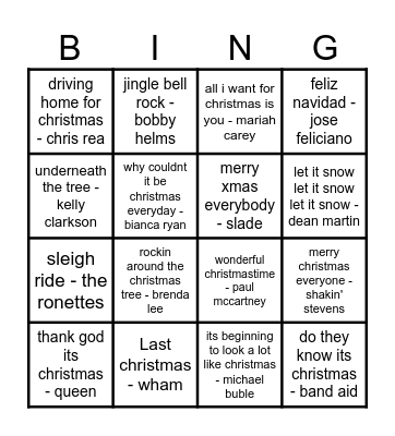 Kerst Bingo Card