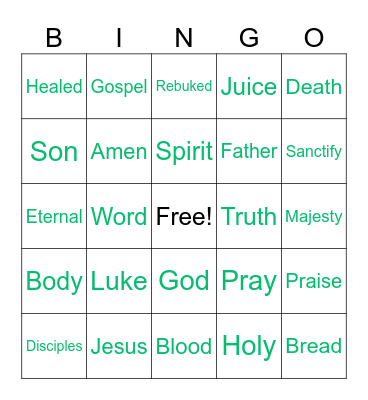 Luke 9:37-45 Bingo Board Bingo Card