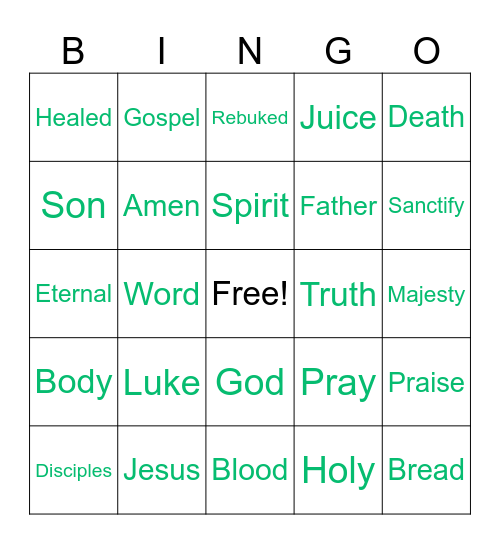 Luke 9:37-45 Bingo Board Bingo Card