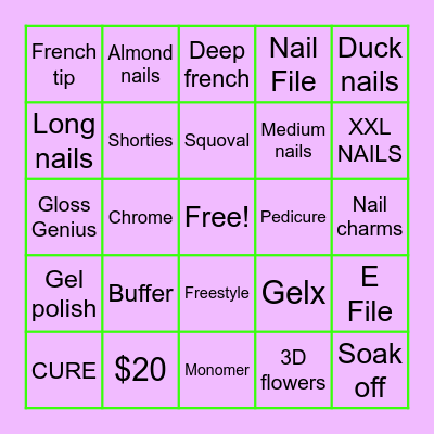 NAILS NAILS NAILS Bingo Card