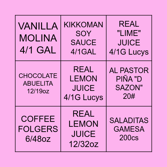 BINGO Card