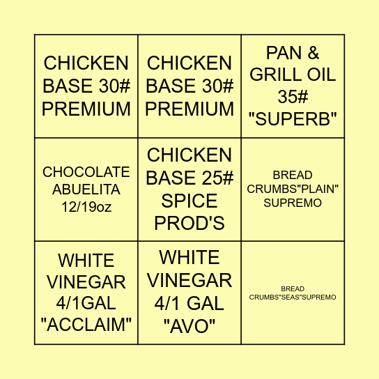 BINGO Card