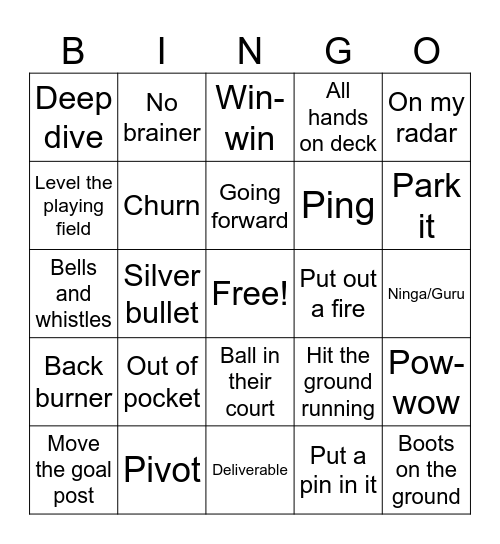 Monday Meeting Bingo Card