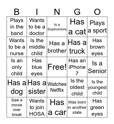 Health Science  Bingo Card