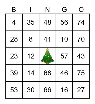 Christmas Time Bingo Card
