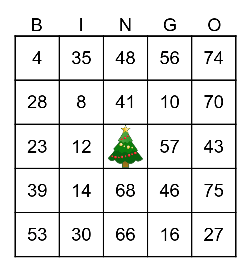 Christmas Time Bingo Card