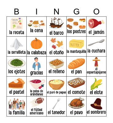 Día de Acción de Gracias Bingo Card