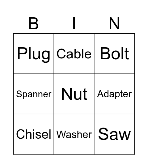 Technical English Bingo Card