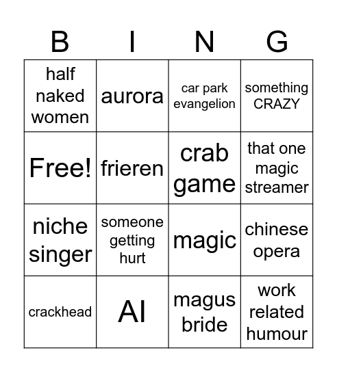 Mikie Bingo Card