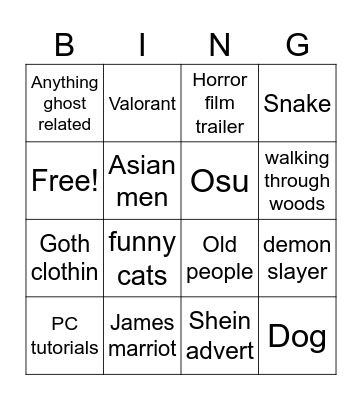 Jaz Bingo Card
