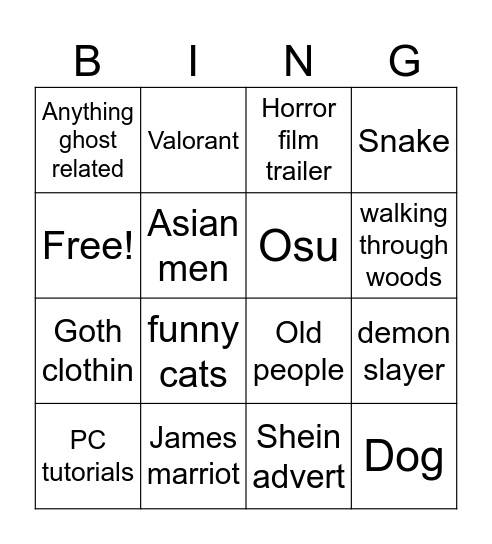 Jaz Bingo Card