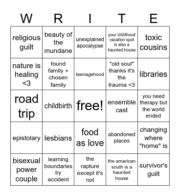 notes from the end bingo Card