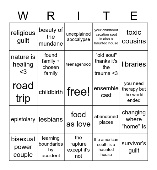 notes from the end bingo Card