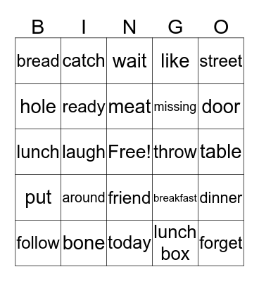Rex and Chin Bingo Card